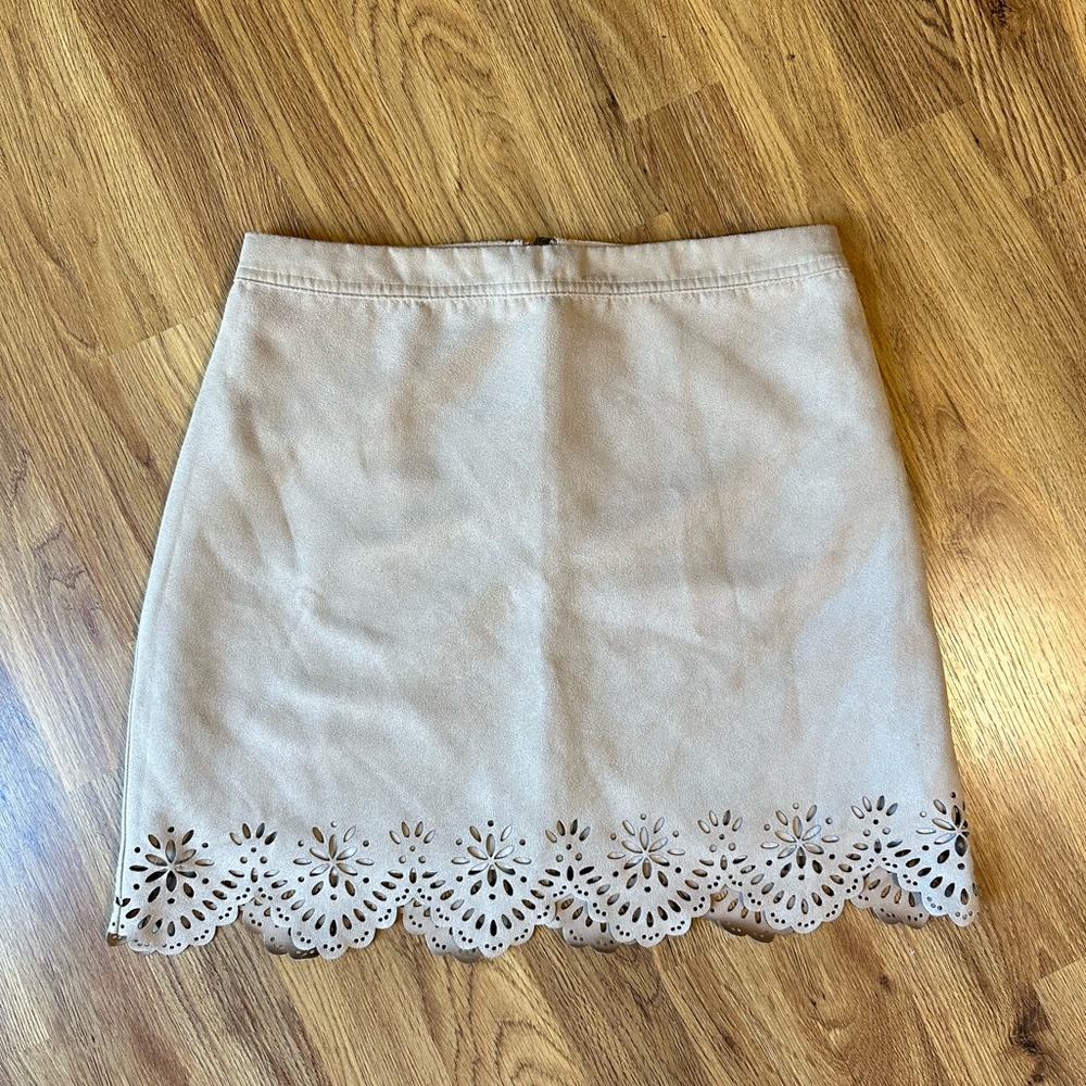 Hollister Taupe Suede Mini Pencil Skirt with Cut Out Design Summer